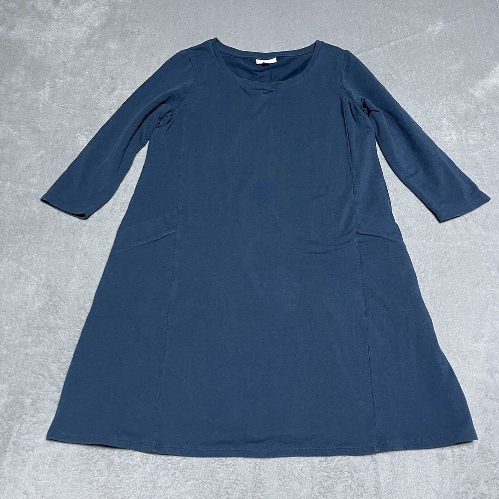 Pure Jill J. Jill Pima Cotton French Terry A-Line Dress Blue Teal Size S Pockets